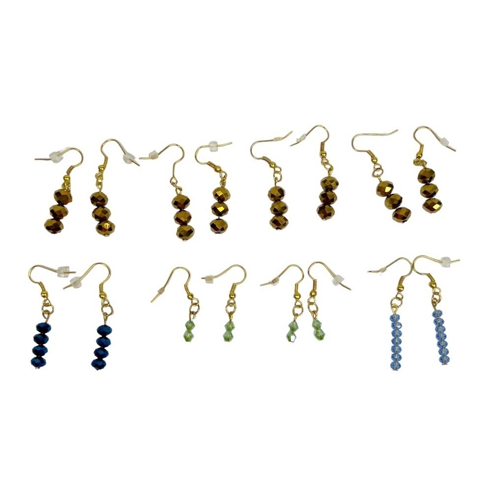 Lot of 8 Colorful Faceted Dangle Drop Pierced Earrings